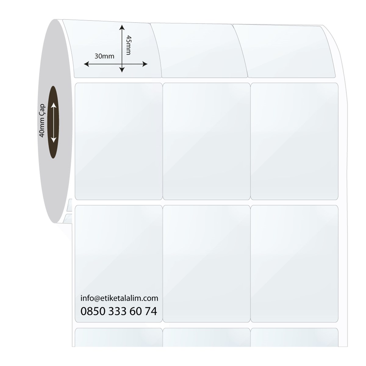 PP Şeffaf Etiket30mm x 45mm 3'lü Bitişik PP Şeffaf Etiket