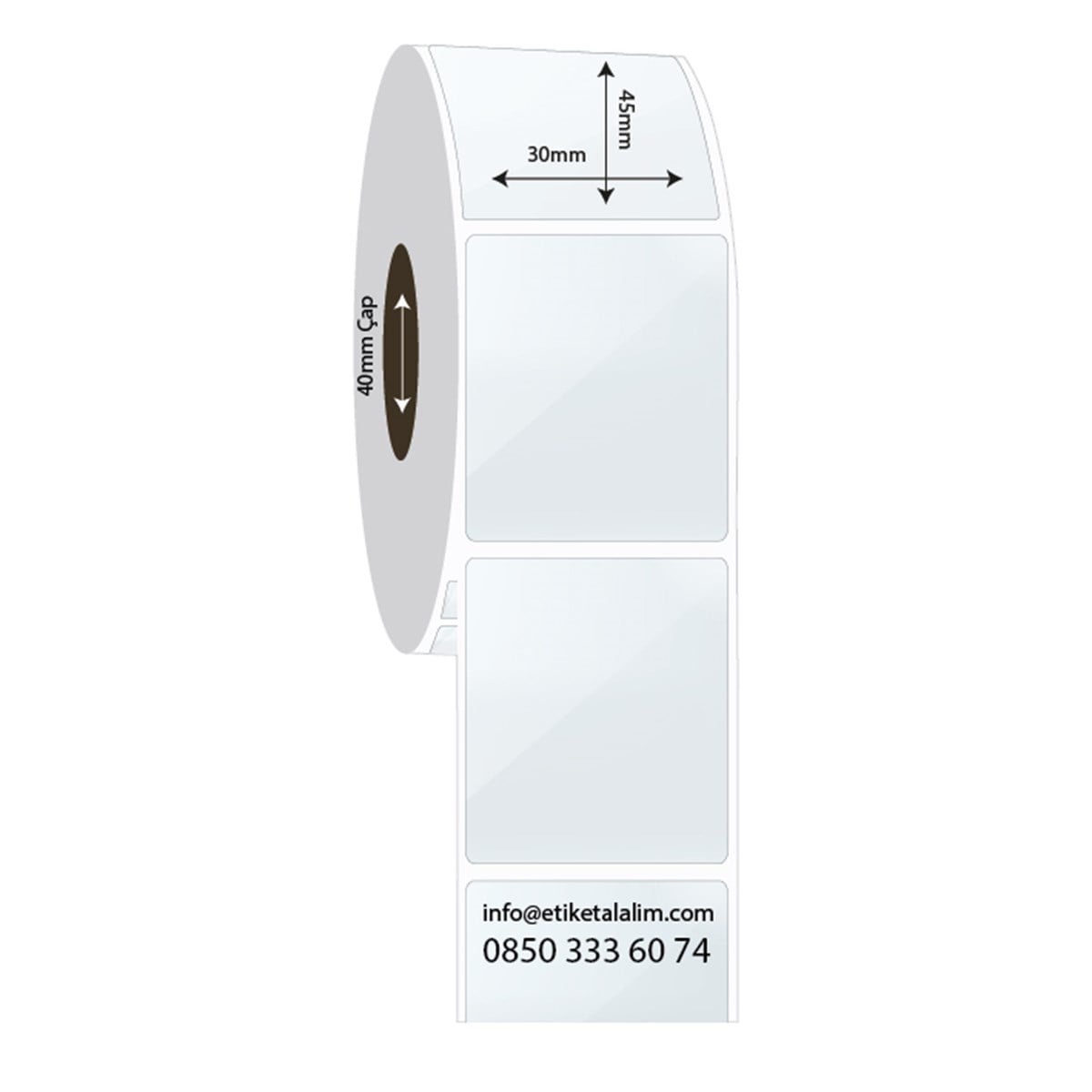 PP Şeffaf Etiket30mm x 45mm PP Şeffaf Etiket
