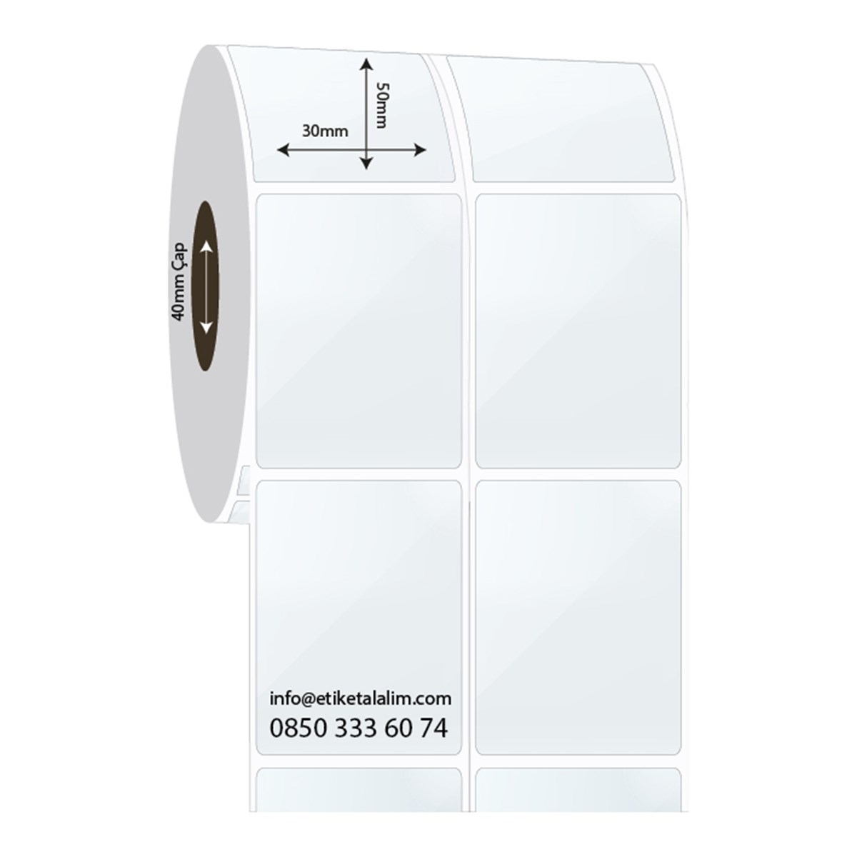 PP Şeffaf Etiket30mm x 50mm 2'li Ara Boşluklu PP Şeffaf Etiket