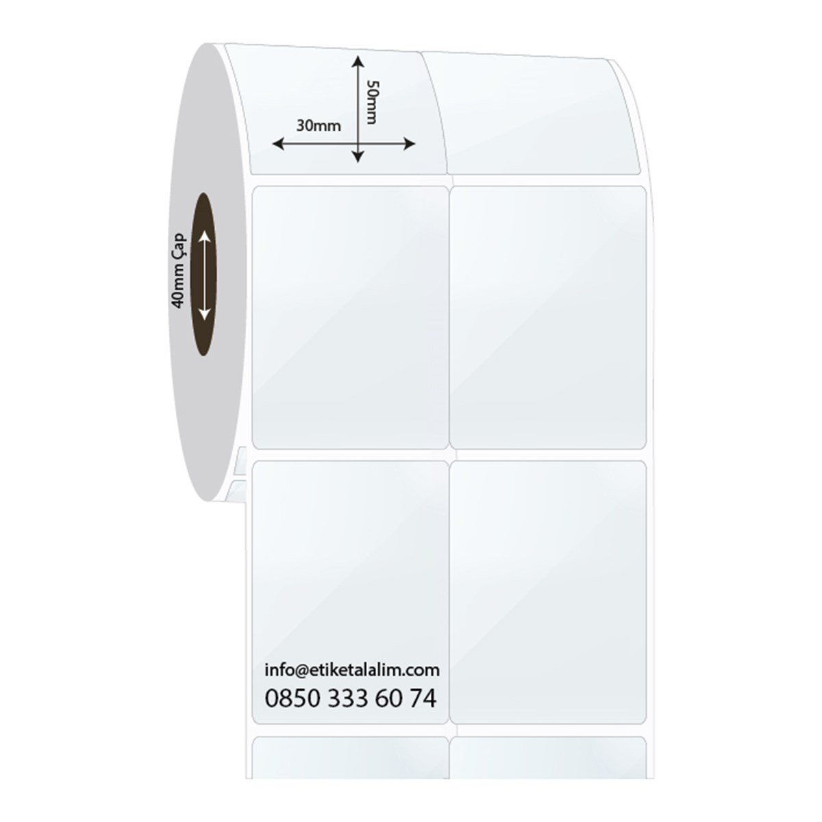 PP Şeffaf Etiket30mm x 50mm 2'li Bitişik PP Şeffaf Etiket