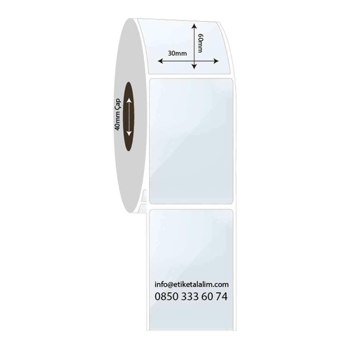 PP Şeffaf Etiket30mm x 60mm PP Şeffaf Etiket