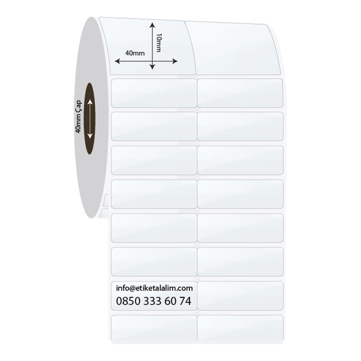 PP Şeffaf Etiket40mm x 10mm 2'li Bitişik PP Şeffaf Etiket