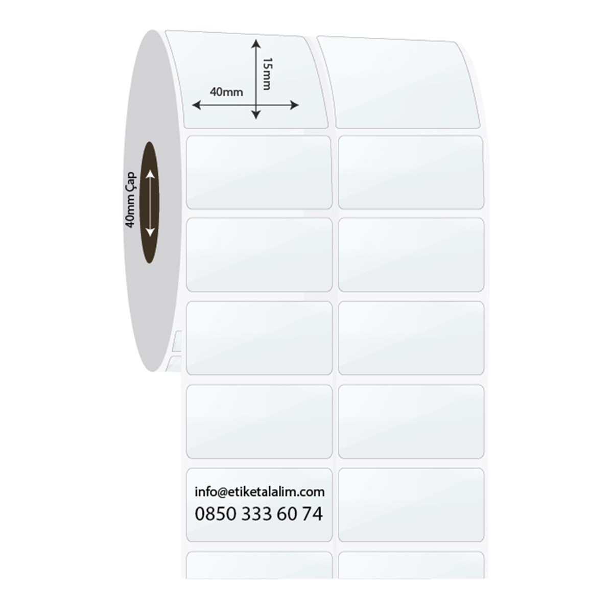 PP Şeffaf Etiket40mm x 15mm 2'li Ara Boşluklu PP Şeffaf Etiket