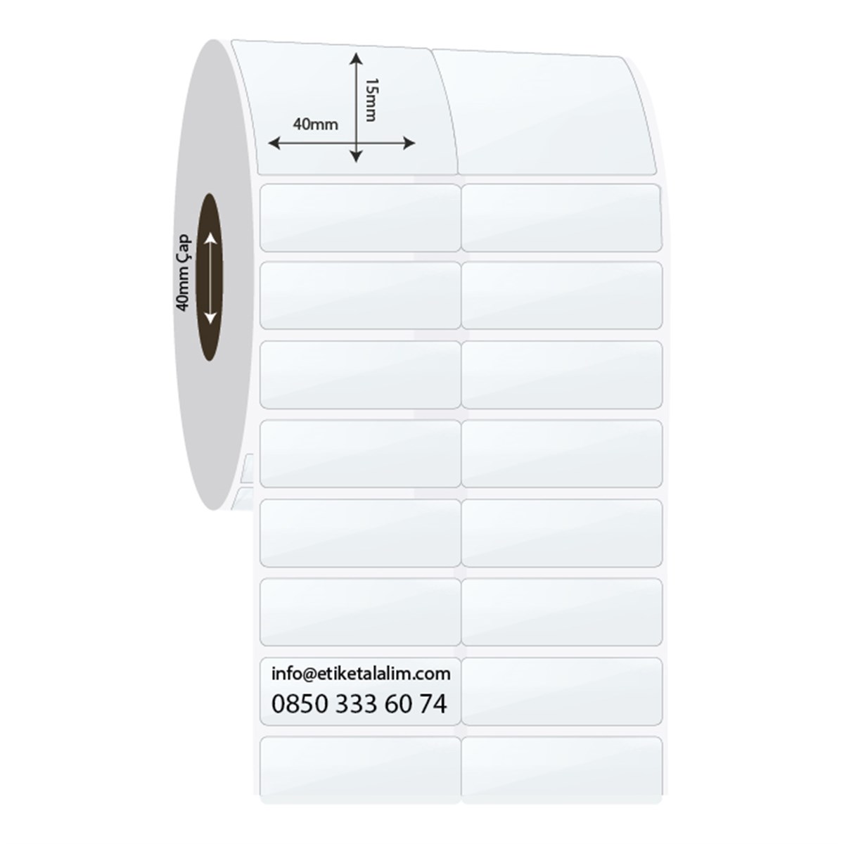 PP Şeffaf Etiket40mm x 15mm 2'li Bitişik PP Şeffaf Etiket