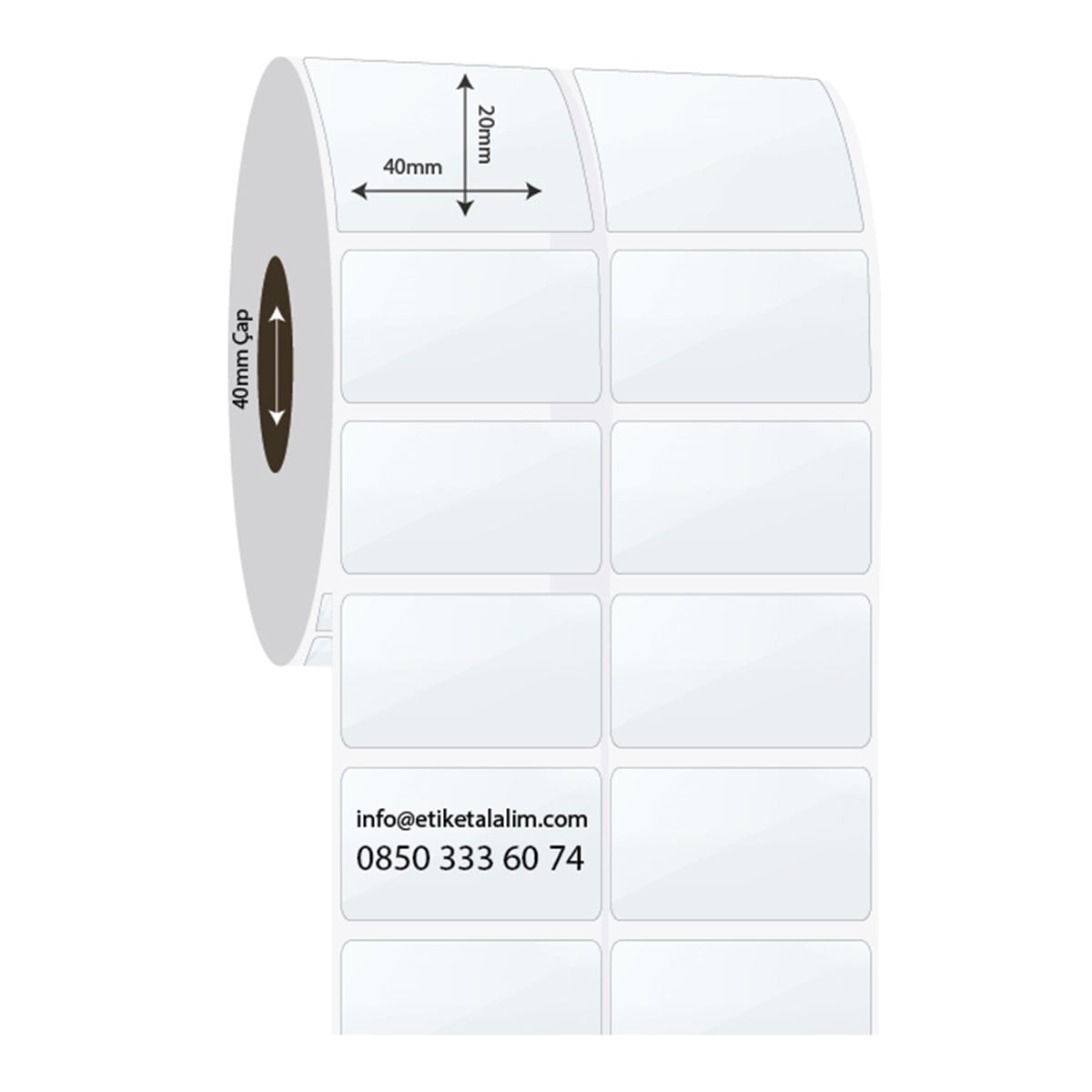 PP Şeffaf Etiket40mm x 20mm 2'li Ara Boşluklu PP Şeffaf Etiket