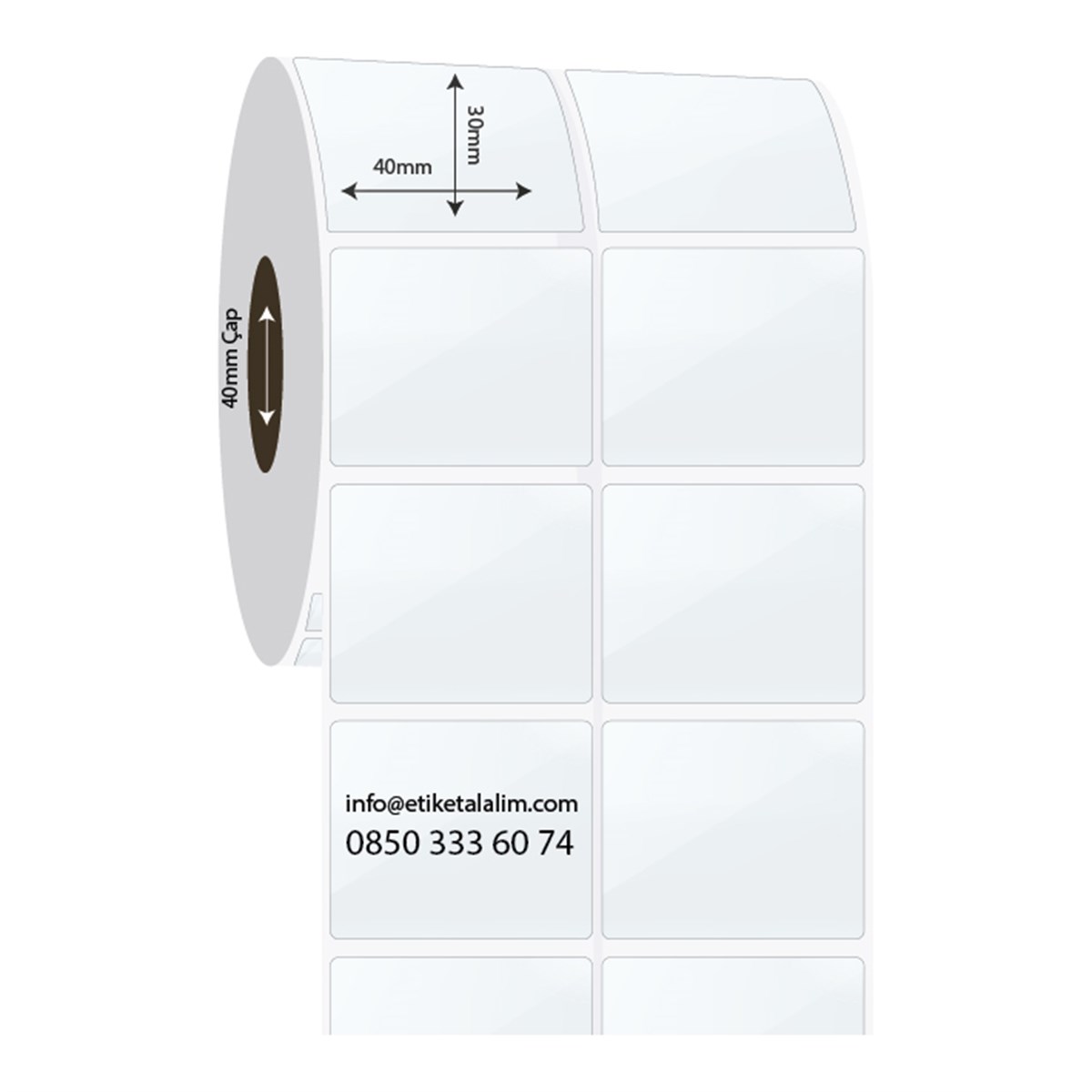 PP Şeffaf Etiket40mm x 30mm 2'li Ara Boşluklu PP Şeffaf Etiket