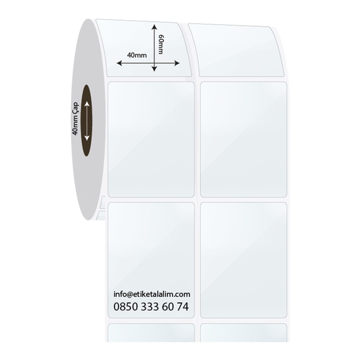 PP Şeffaf Etiket40mm x 60mm 2'li Ara Boşluk PP Şeffaf Etiket