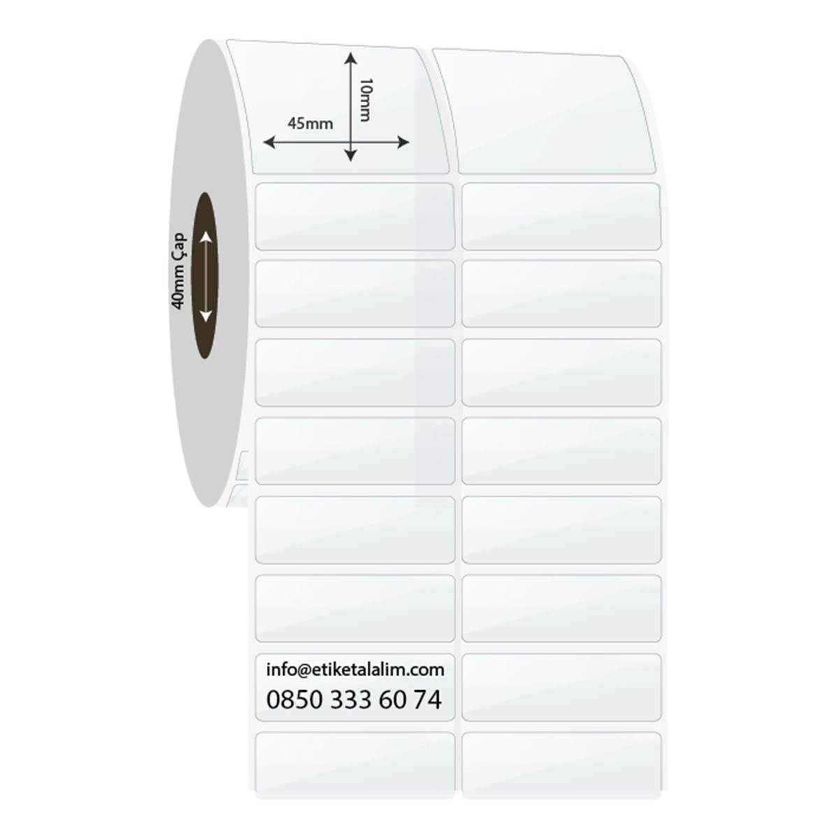 PP Şeffaf Etiket45mm x 10mm 2'li Ara Boşluklu PP Şeffaf Etiket