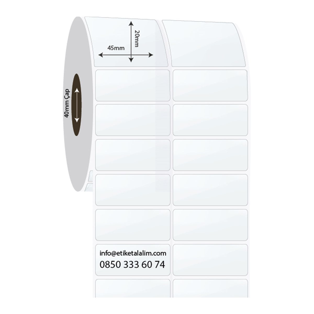 PP Şeffaf Etiket45mm x 20mm 2'li Ara Boşluk PP Şeffaf Etiket