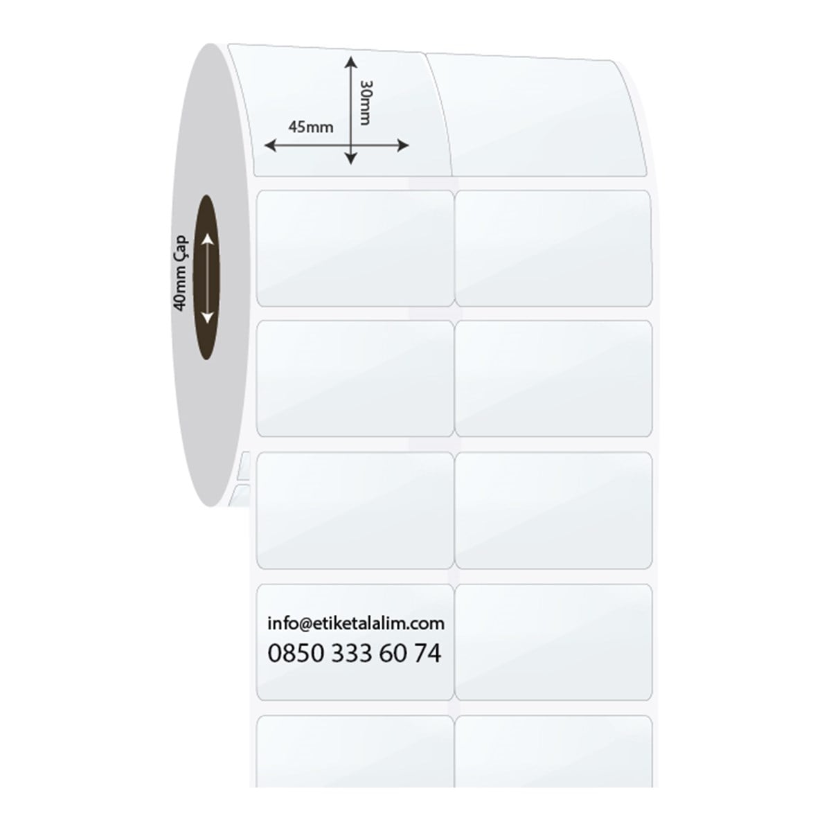 PP Şeffaf Etiket45mm x 30mm 2'li Bitişik PP Şeffaf Etiket