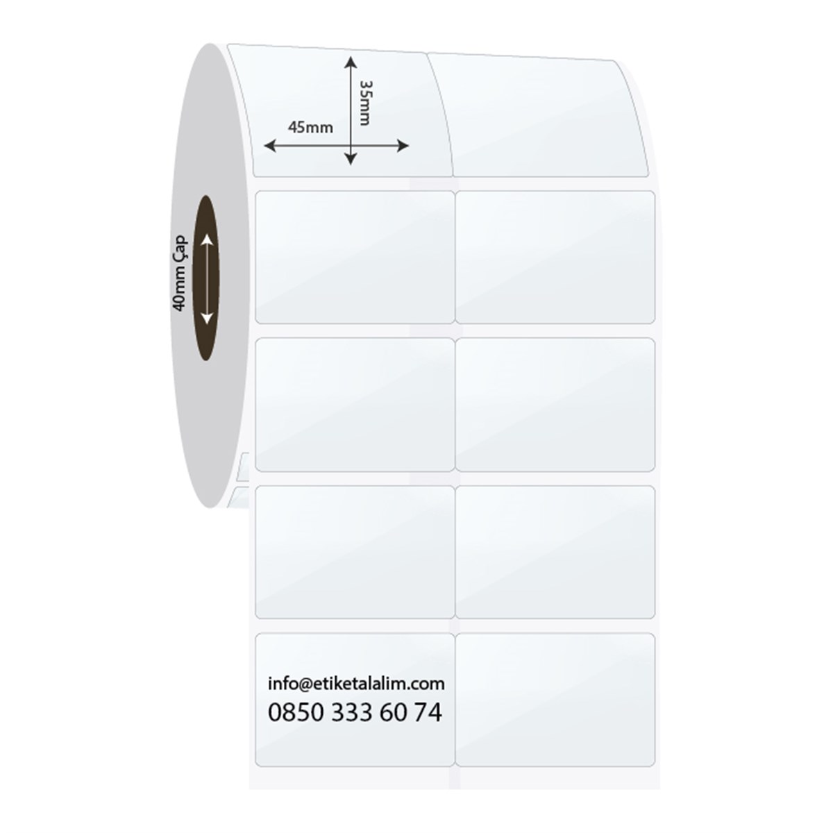 PP Şeffaf Etiket45mm x 35mm 2'li Bitişik PP Şeffaf Etiket