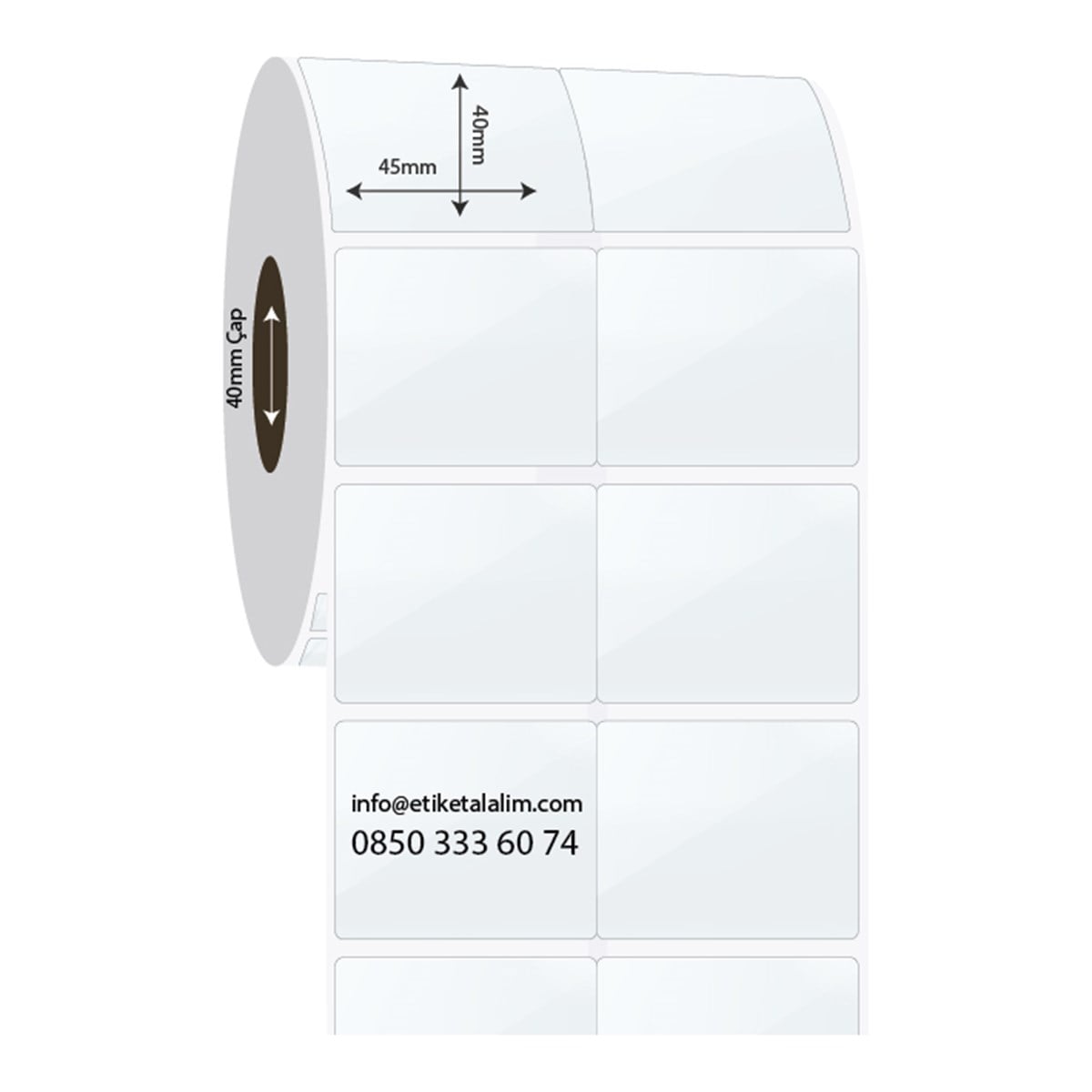 PP Şeffaf Etiket45mm x 40mm 2'li Bitişik PP Şeffaf Etiket