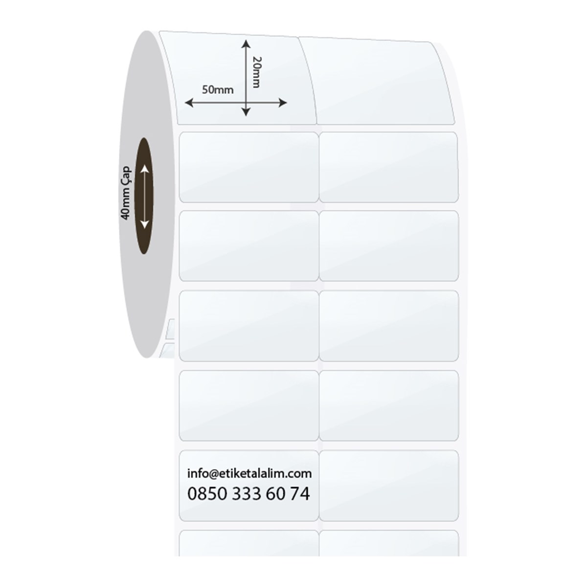 PP Şeffaf Etiket50mm x 20mm 2'li Bitişik PP Şeffaf Etiket