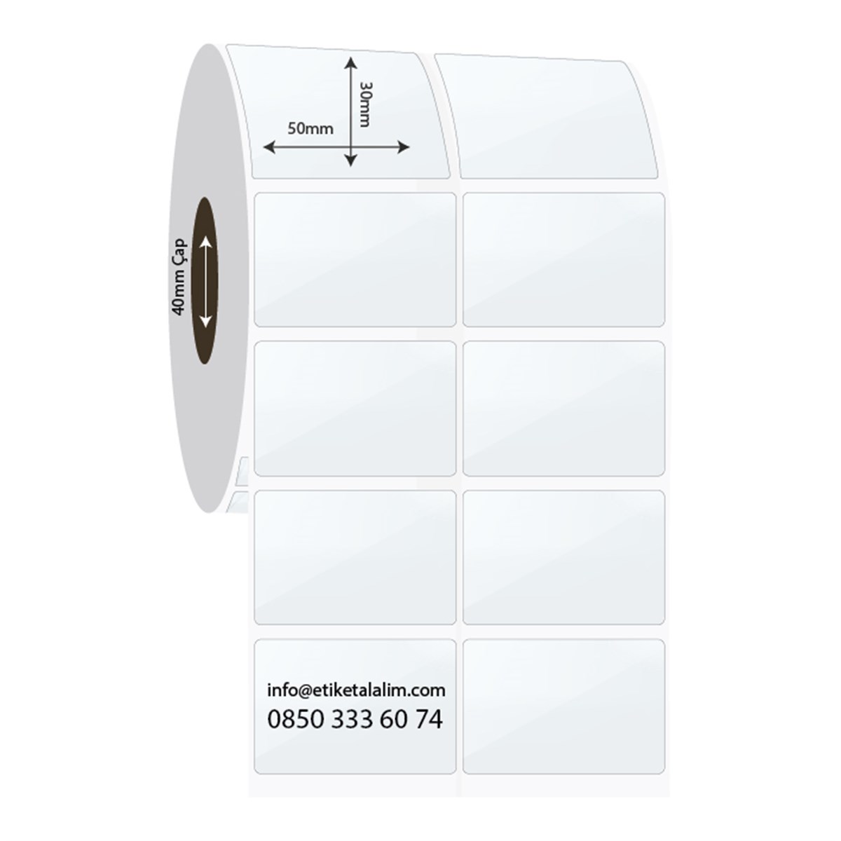PP Şeffaf Etiket50mm x 30mm 2'li Ara Boşluklu PP Şeffaf Etiket