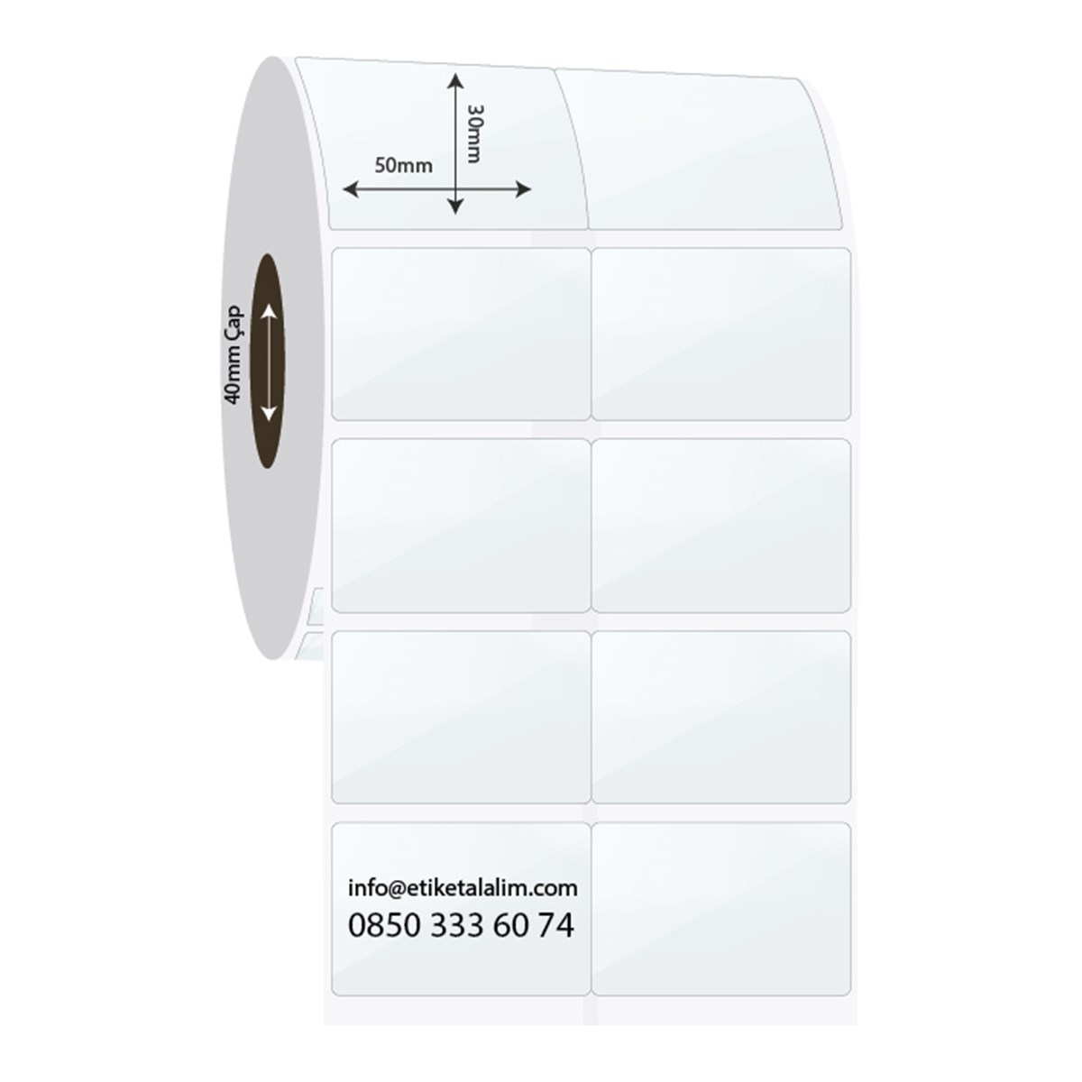 PP Şeffaf Etiket50mm x 30mm 2'li Bitişik PP Şeffaf Etiket