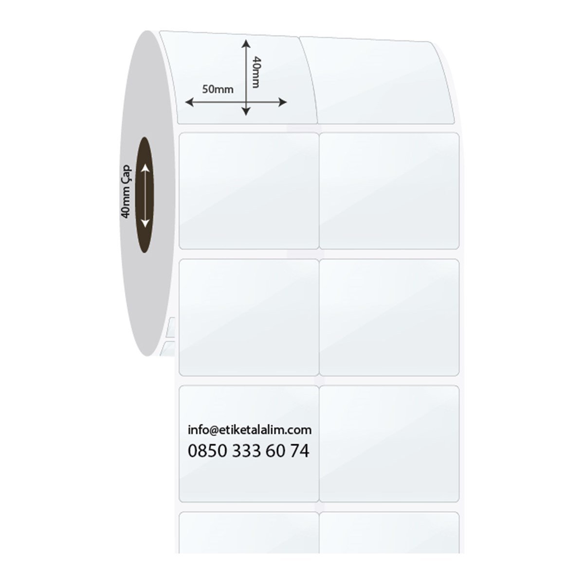 PP Şeffaf Etiket50mm x 40mm 2'li Bitişik PP Şeffaf Etiket