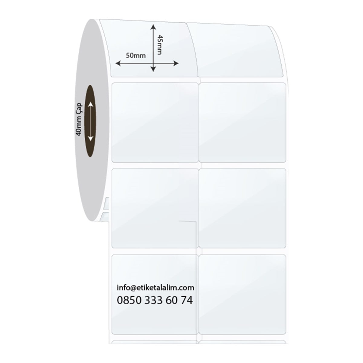 PP Şeffaf Etiket50mm x 45mm 2'li Bitişik PP Şeffaf Etiket