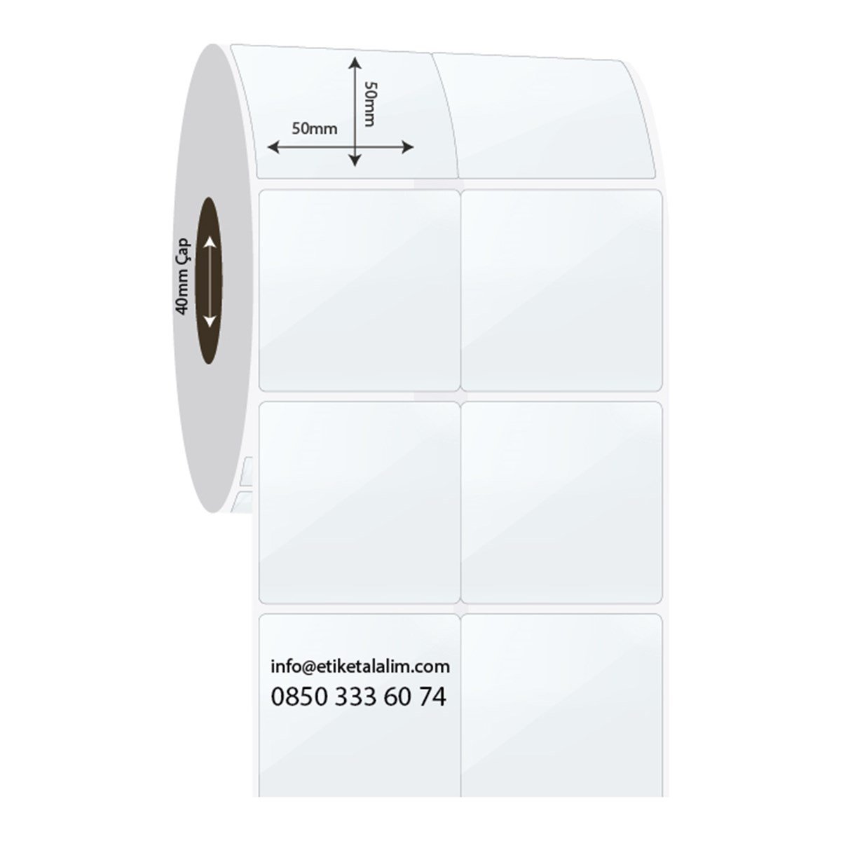 PP Şeffaf Etiket50mm x 50mm 2'li Bitişik PP Şeffaf Etiket