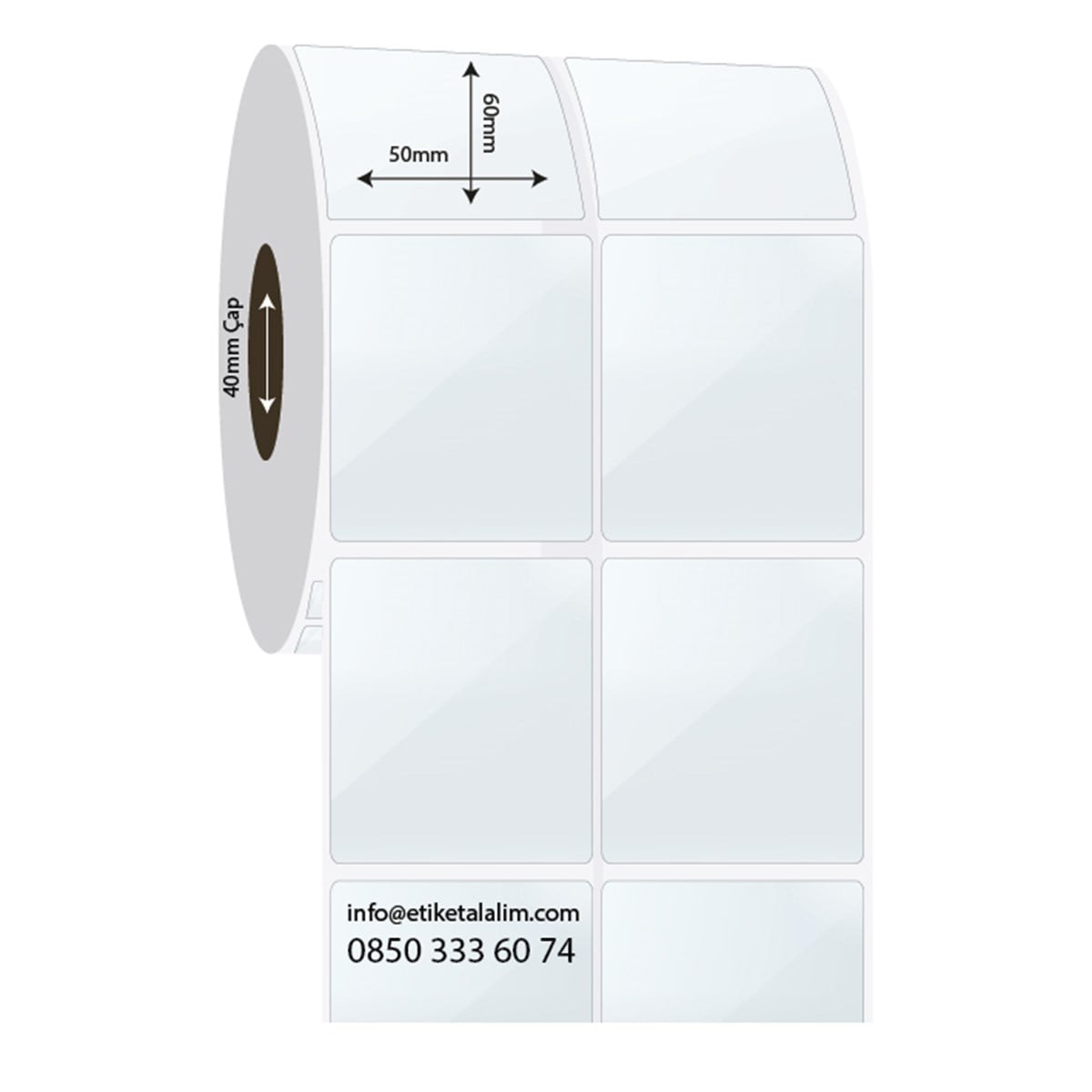 PP Şeffaf Etiket50mm x 60mm 2'li Ara Boşluklu PP Şeffaf Etiket