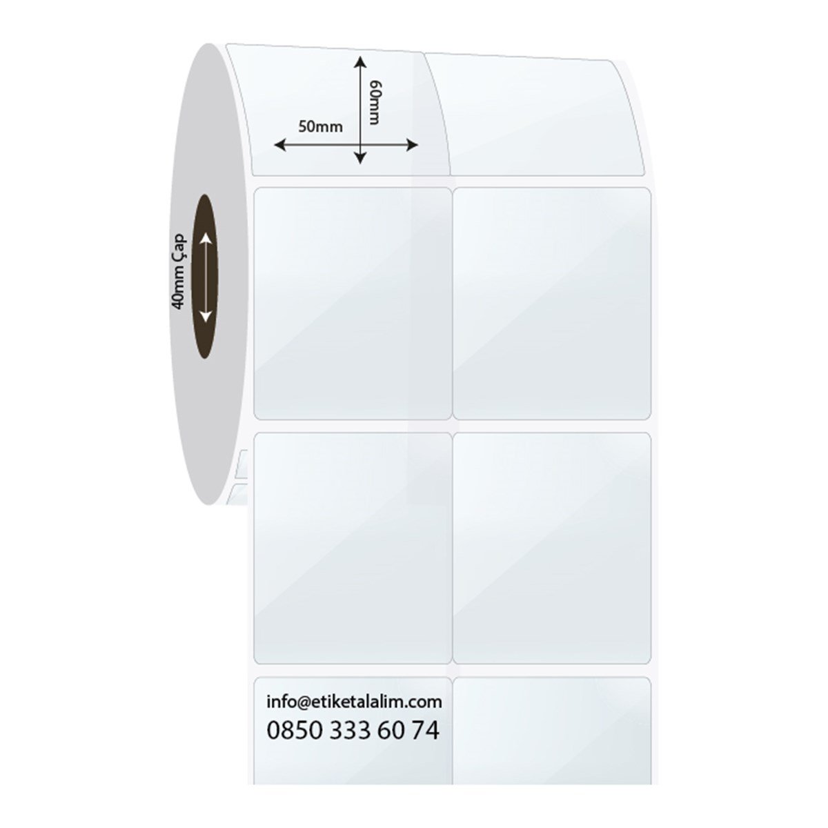 PP Şeffaf Etiket50mm x 60mm 2'li Bitişik PP Şeffaf Etiket