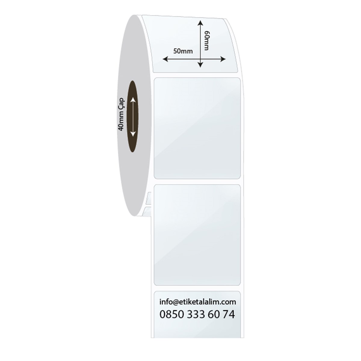 PP Şeffaf Etiket50mm x 60mm PP Şeffaf Etiket