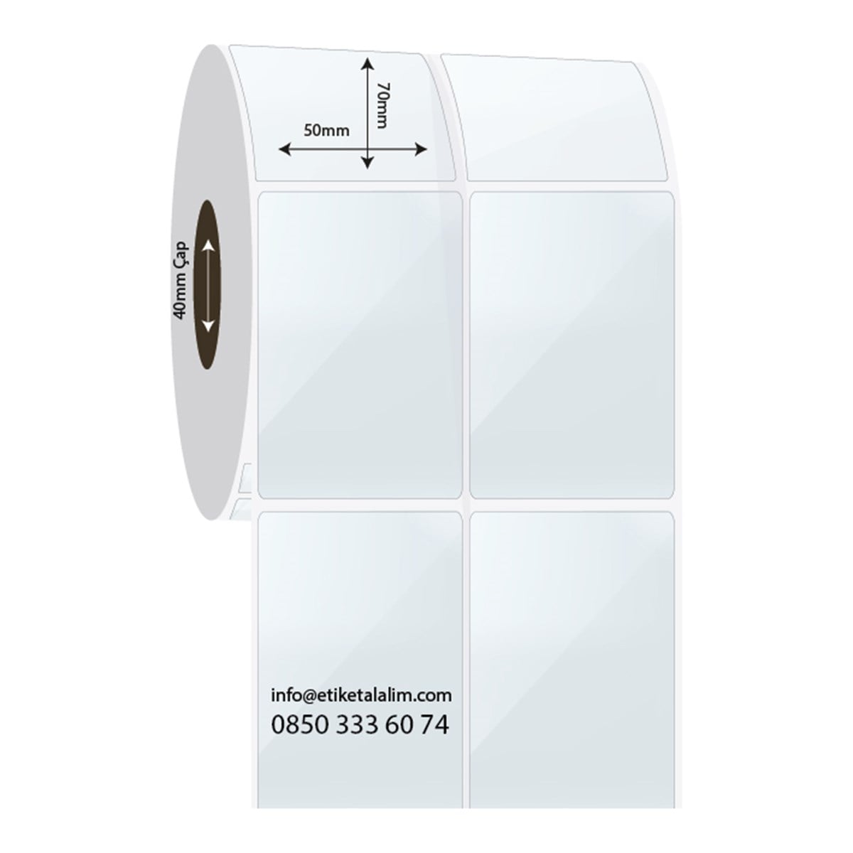 PP Şeffaf Etiket50mm x 70mm 2'li Ara Boşluklu PP Şeffaf Etiket