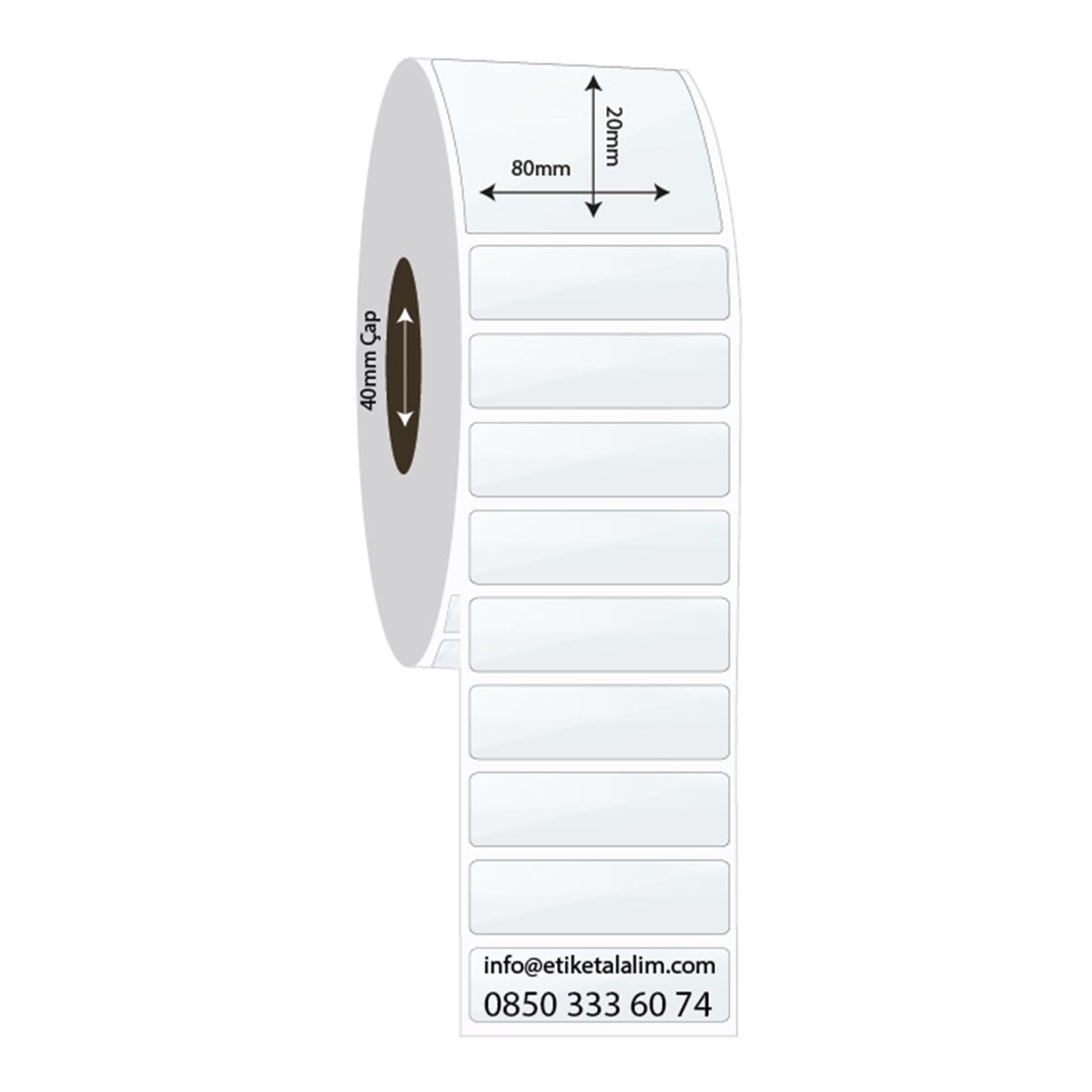 PP Şeffaf Etiket80mm x 20mm PP Şeffaf Etiket