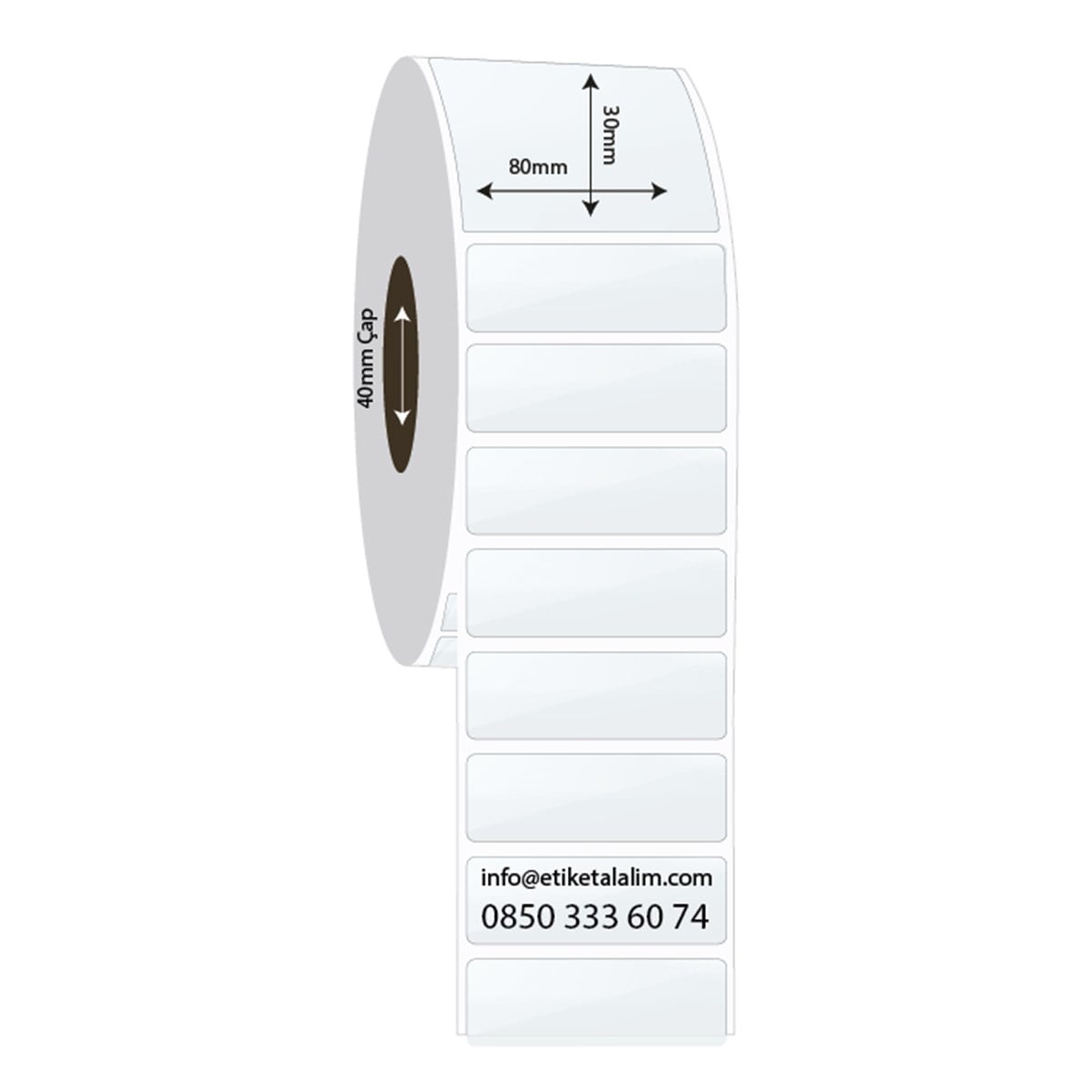 PP Şeffaf Etiket80mm x 30mm PP Şeffaf Etiket