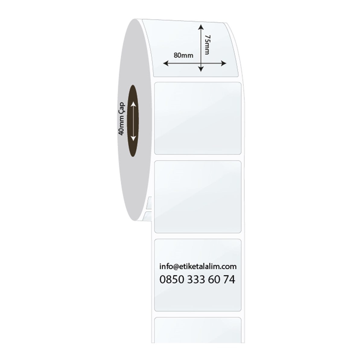 PP Şeffaf Etiket80mm x 75mm PP Şeffaf Etiket