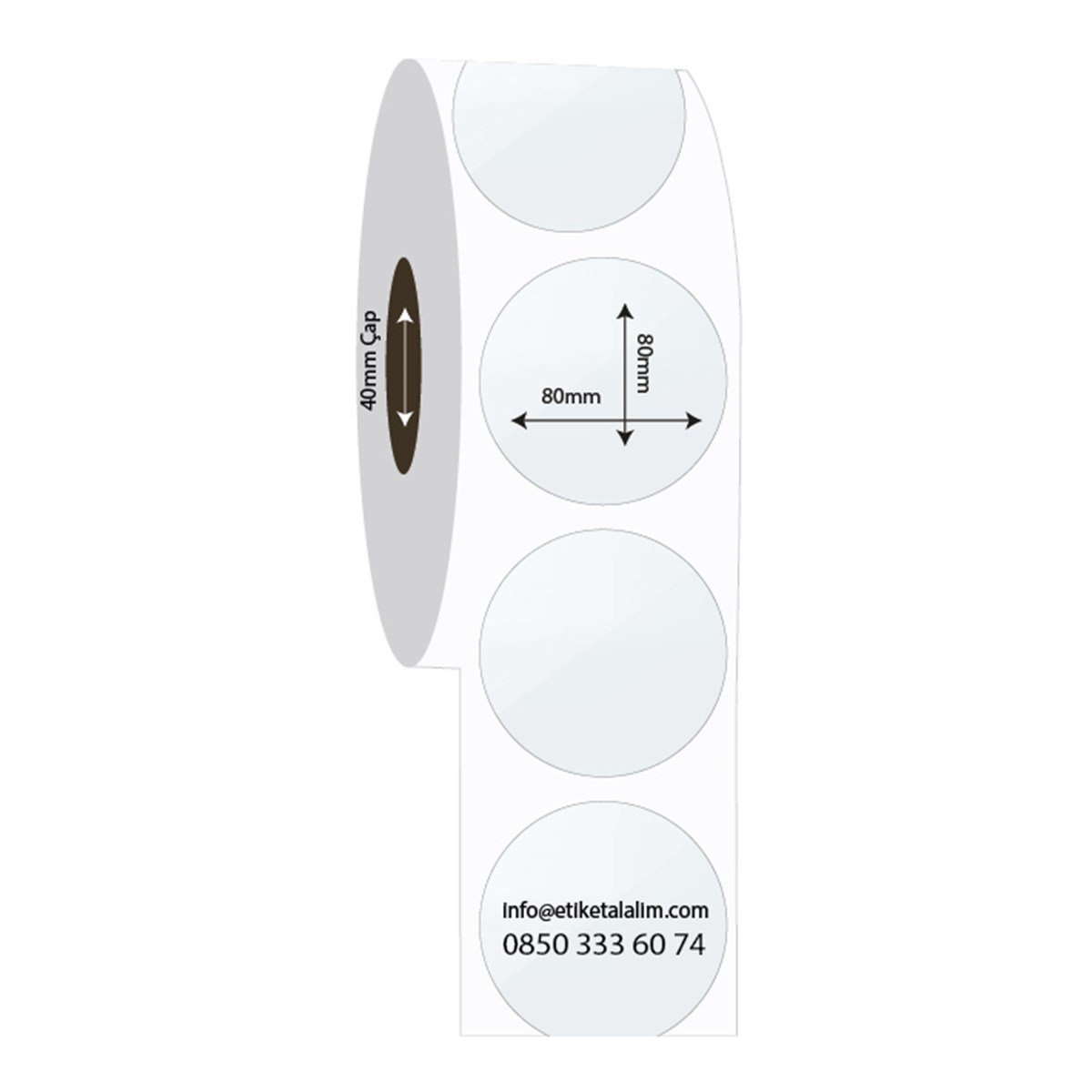 PP Şeffaf Etiket80mm x 80mm PP Şeffaf Oval Etiket