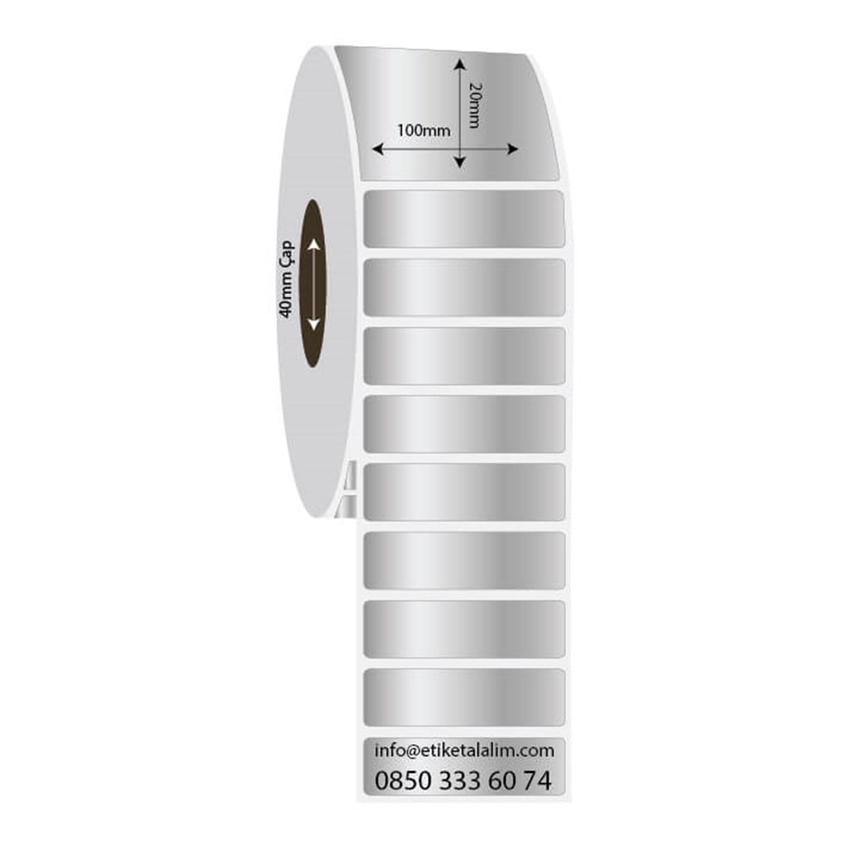 Silver Mat Etiket (Sticker)100mm x 20mm Silver Mat Etiket (Sticker)