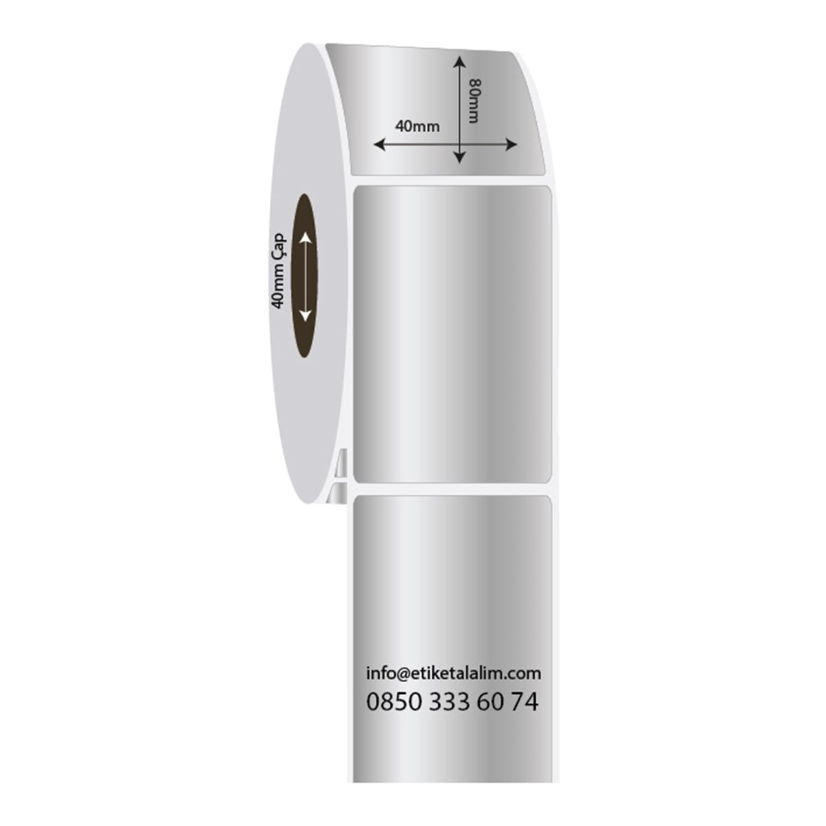 Silver Mat Etiket (Sticker)40mm x 80mm Silver Mat Etiket (Sticker)