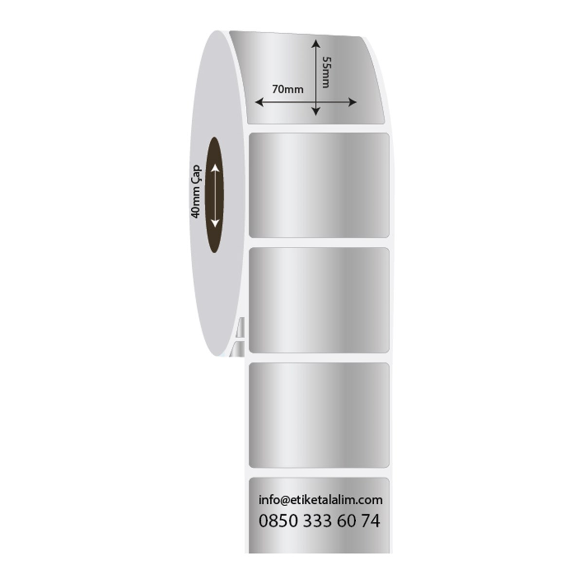 Silver Mat Etiket (Sticker)70mm x 55mm Silver Mat Etiket