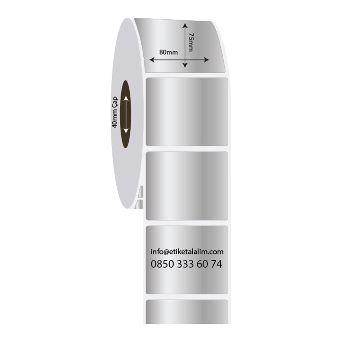 Silver Mat Etiket (Sticker)80mm x 75mm Silver Mat Etiket