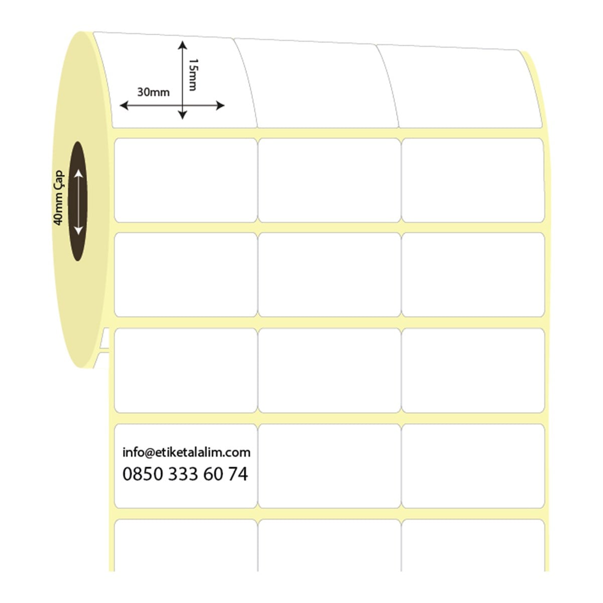 Termal Etiket (Sticker)30mm x 15mm 3'lü Bitişik Termal Etiket