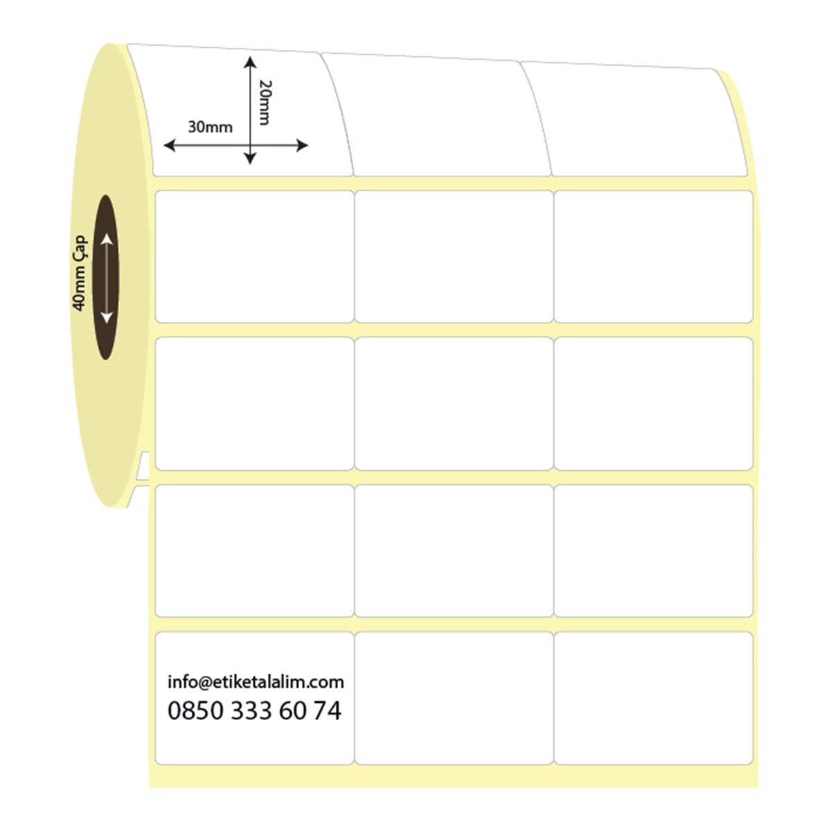 Termal Etiket (Sticker)30mm x 20mm 3'lü Bitişik Termal Etiket