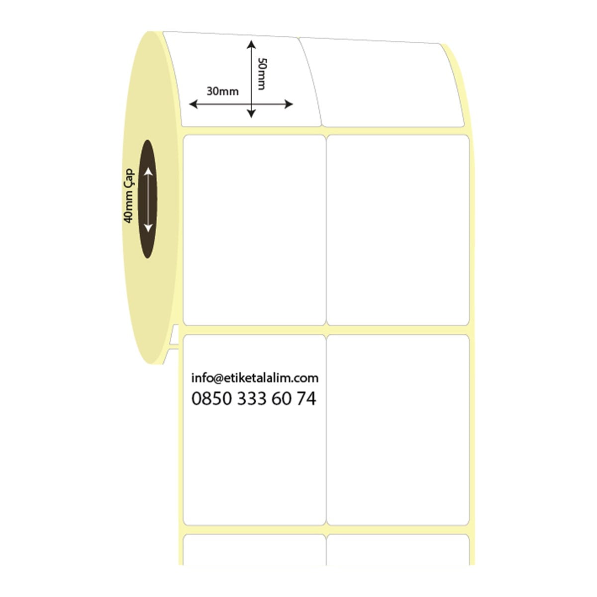 Termal Etiket (Sticker)30mm x 50mm 2'li Bitişik Termal Etiket