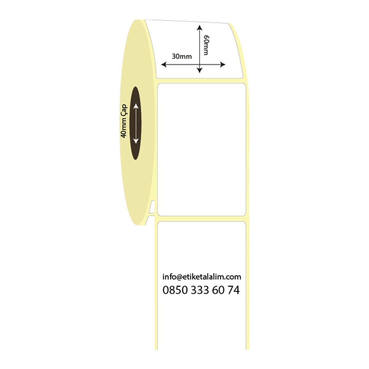 Termal Etiket (Sticker)30mm x 60mm Termal Etiket (Sticker)
