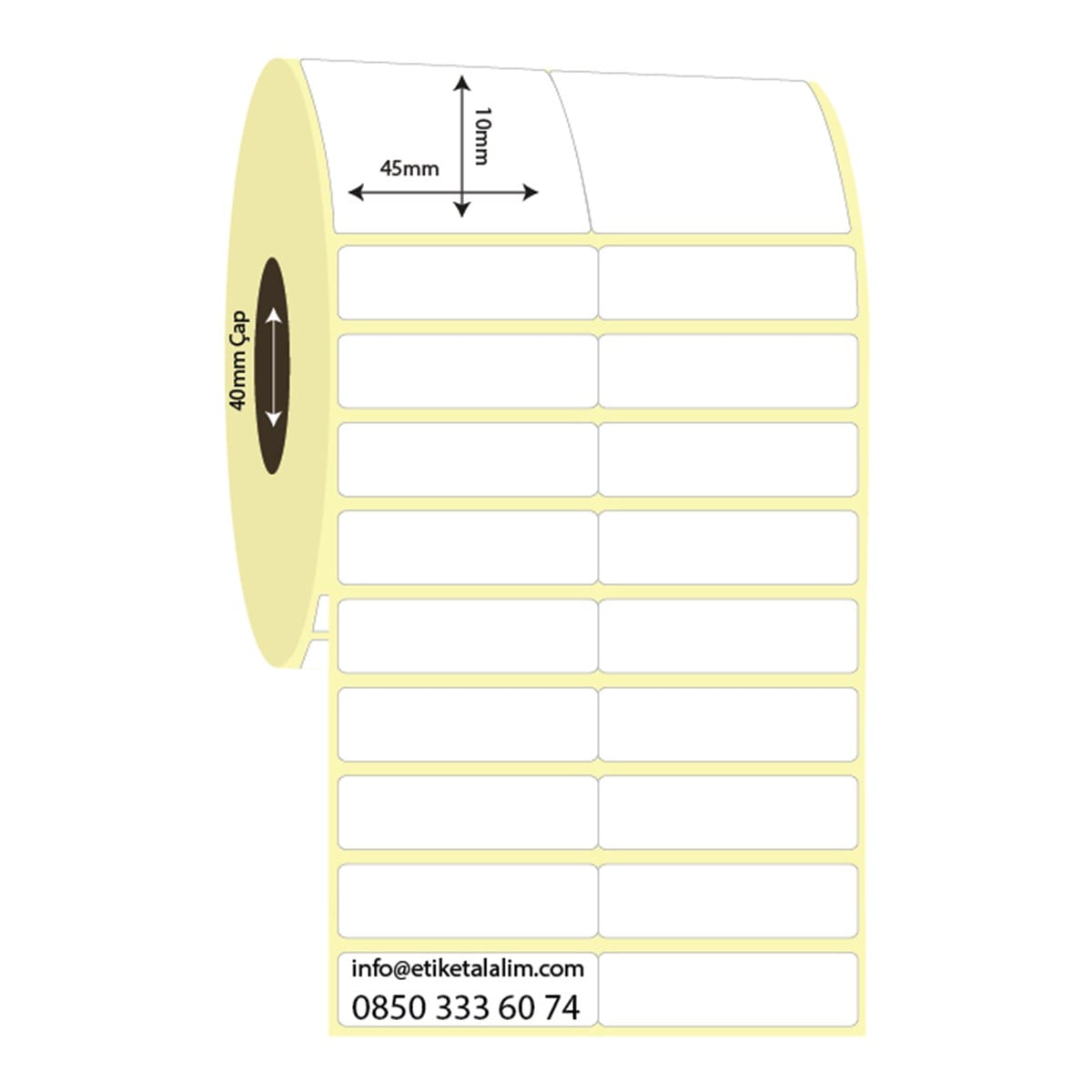 Termal Etiket (Sticker)45mm x 10mm 2'li Bitişik Termal Etiket