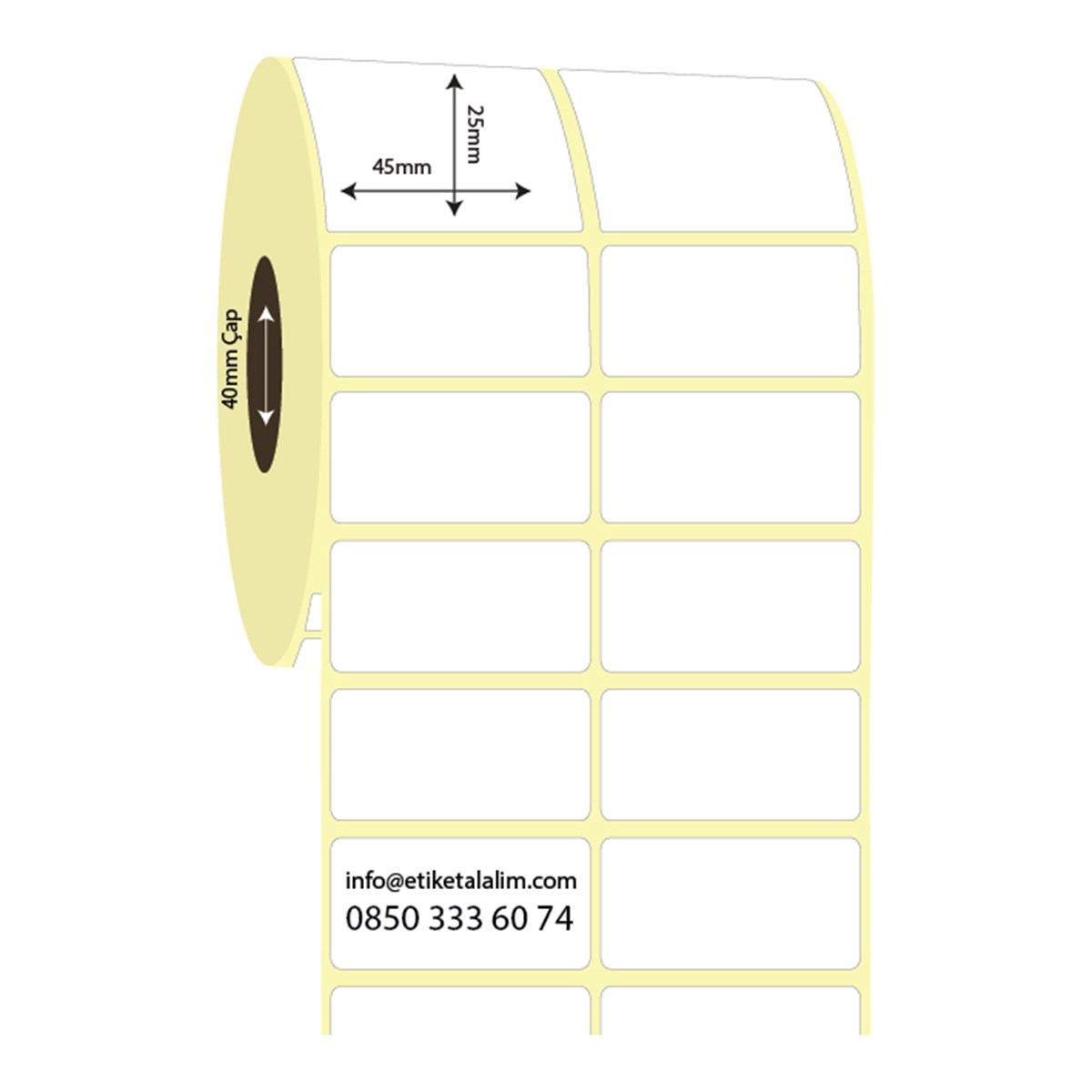 Termal Etiket (Sticker)45mm x 25mm 2'li Ara Boşluklu Termal Etiket