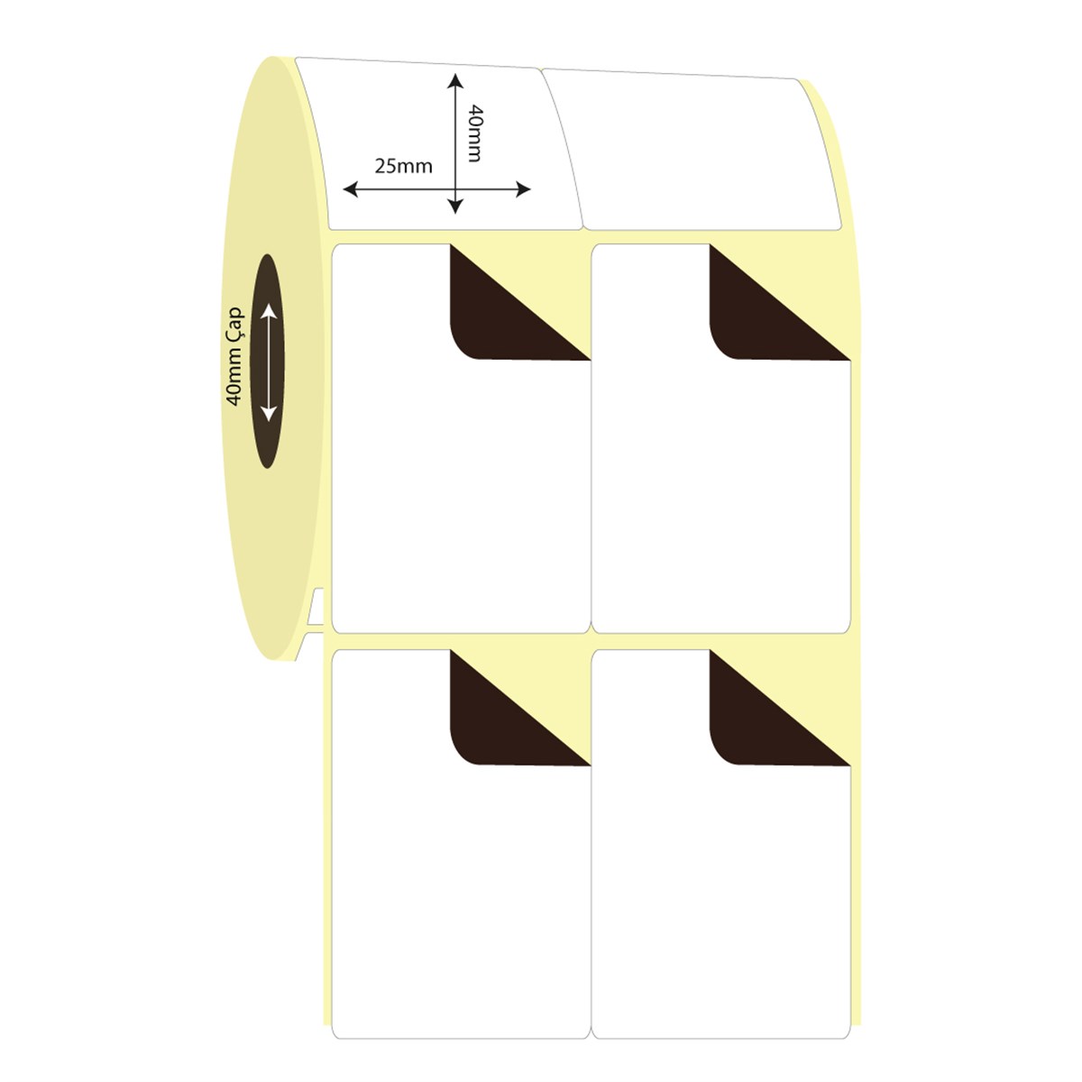 Termal Sürsajlı-Örtücü Etiket (sticker)25mm x 40mm 2'li Bitişik Termal Sürsajlı Etiket
