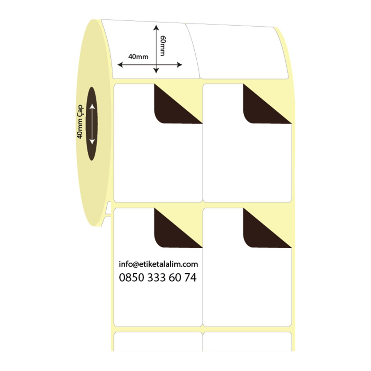 Termal Sürsajlı-Örtücü Etiket (sticker)40mm x 60mm 2'li Bitişik Termal Sürsajlı Etiket