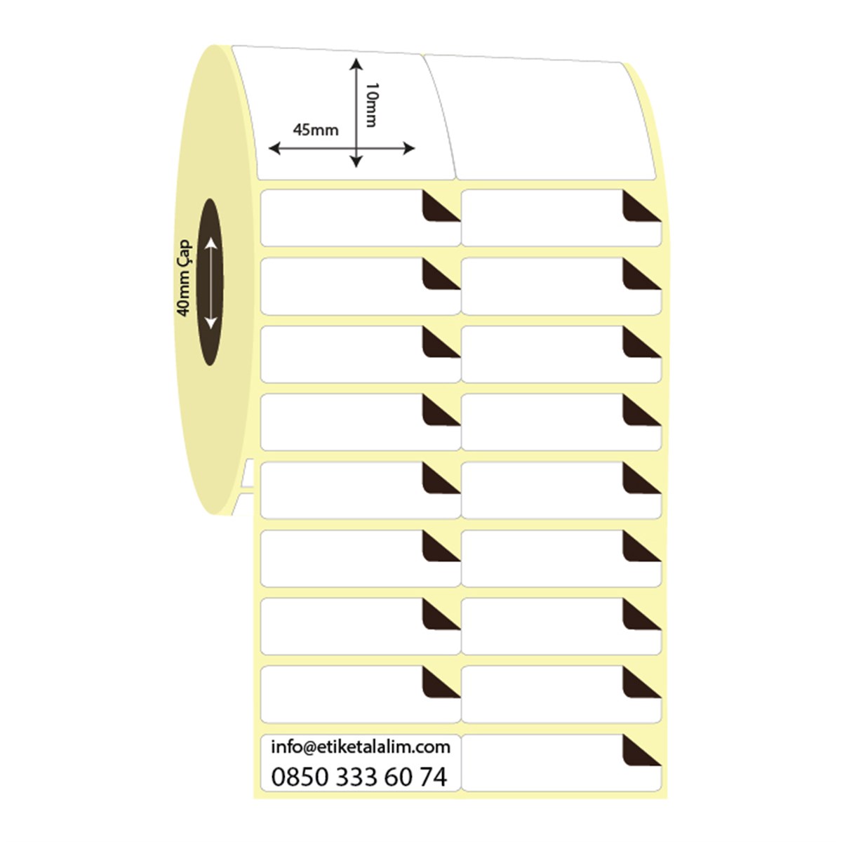 Termal Sürsajlı-Örtücü Etiket (sticker)45mm x 10mm 2'li Bitişik Termal Sürsajlı Etiket