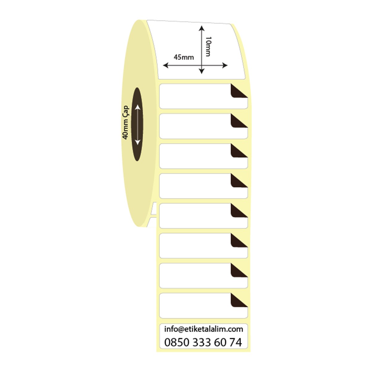 Termal Sürsajlı-Örtücü Etiket (sticker)45mm x 10mm Termal Sürsajlı Etiket