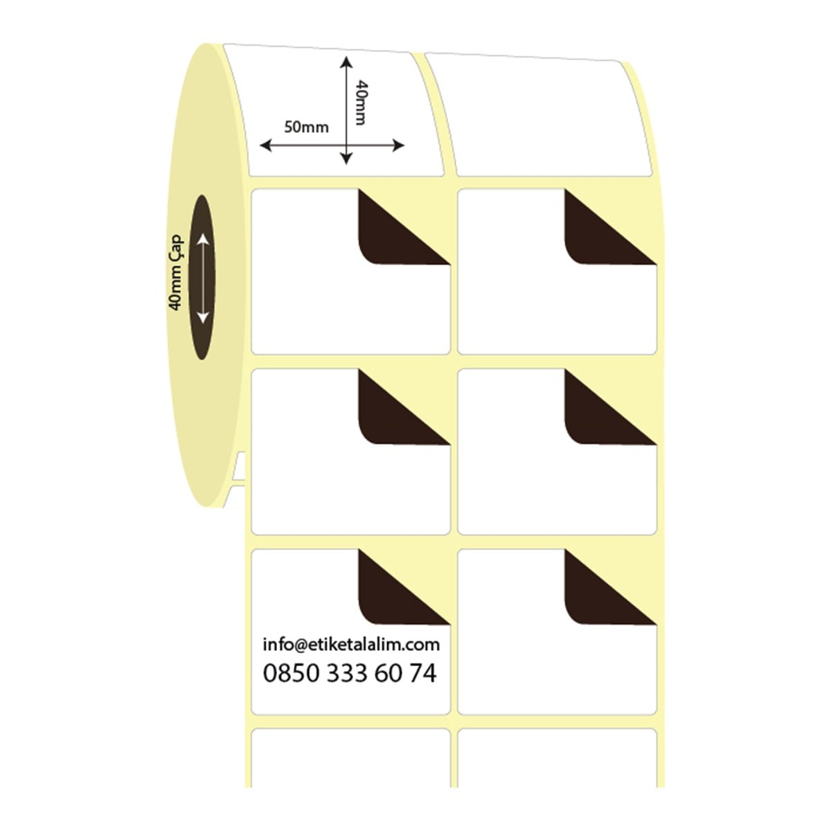 Termal Sürsajlı-Örtücü Etiket (sticker)50mm x 40mm 2'li Ara Boşluk Termal Sürsajlı Etiket