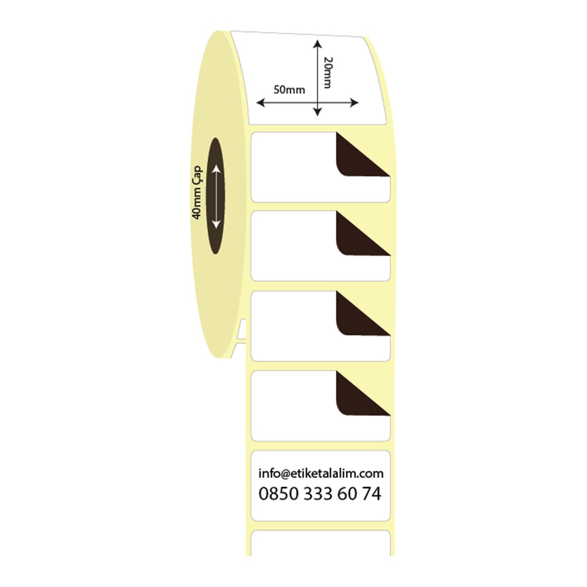 Termal Sürsajlı-Örtücü Etiket (sticker)50mm x 20mm Termal Sürsajlı Etiket