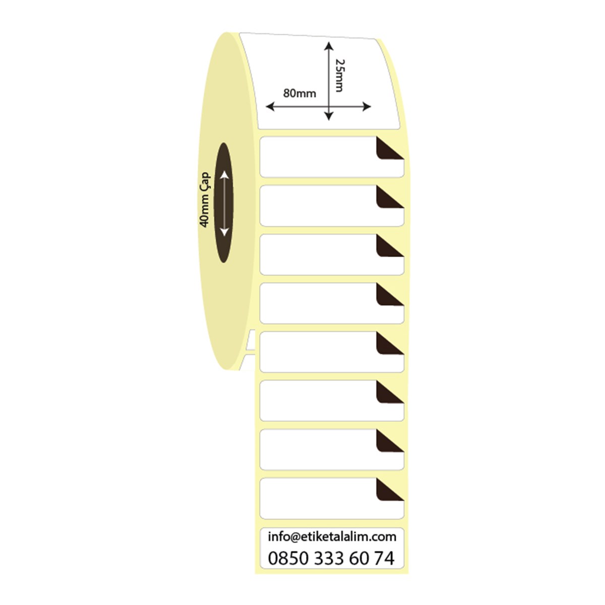 Termal Sürsajlı-Örtücü Etiket (sticker)80mm x 25mm Termal Sürsajlı Etiket
