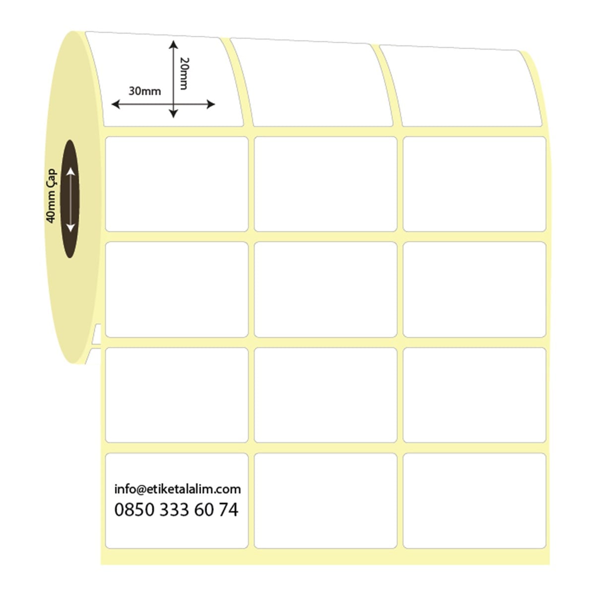 Vellum Etiket (Sticker)30mm x 20mm 3'lü Ara Boşluklu Vellum Etiket