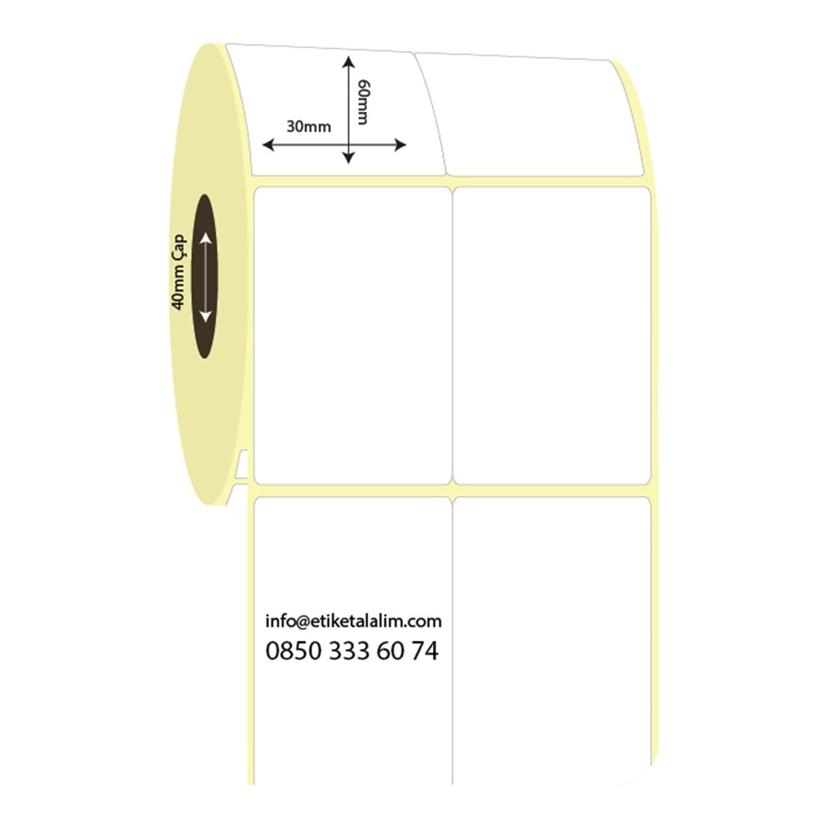 Vellum Etiket (Sticker)30mm x 60mm 2'li Bitişik Vellum Etiket