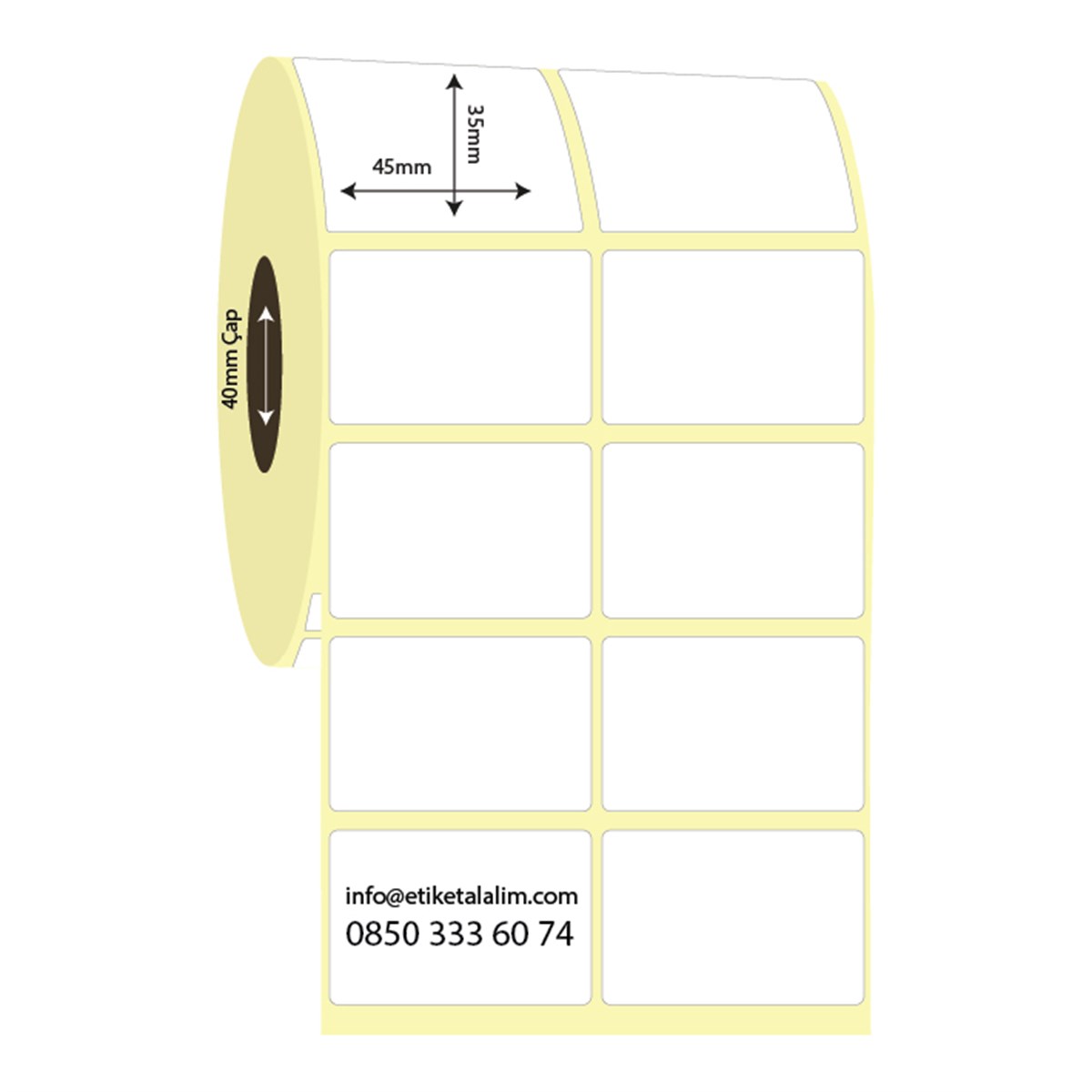Vellum Etiket (Sticker)45mm x 35mm 2'li Ara Boşluklu Vellum Etiket
